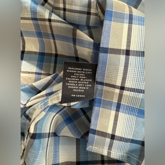 HART SCHAFNER MARX Blue and white plaid long sleeve button down shirt size L - Picture 10 of 12